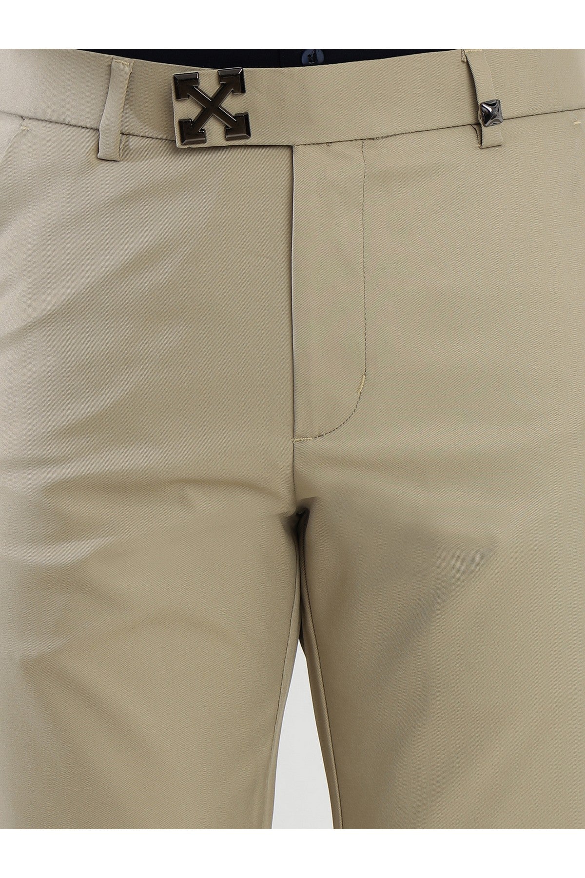 Men's Beige Viscose Imported Formal Trousers