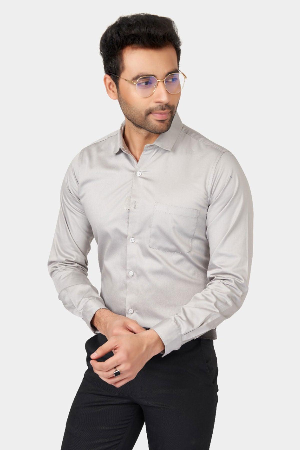 latest Men Slim Fit Cotton Satin Formal Shirt
