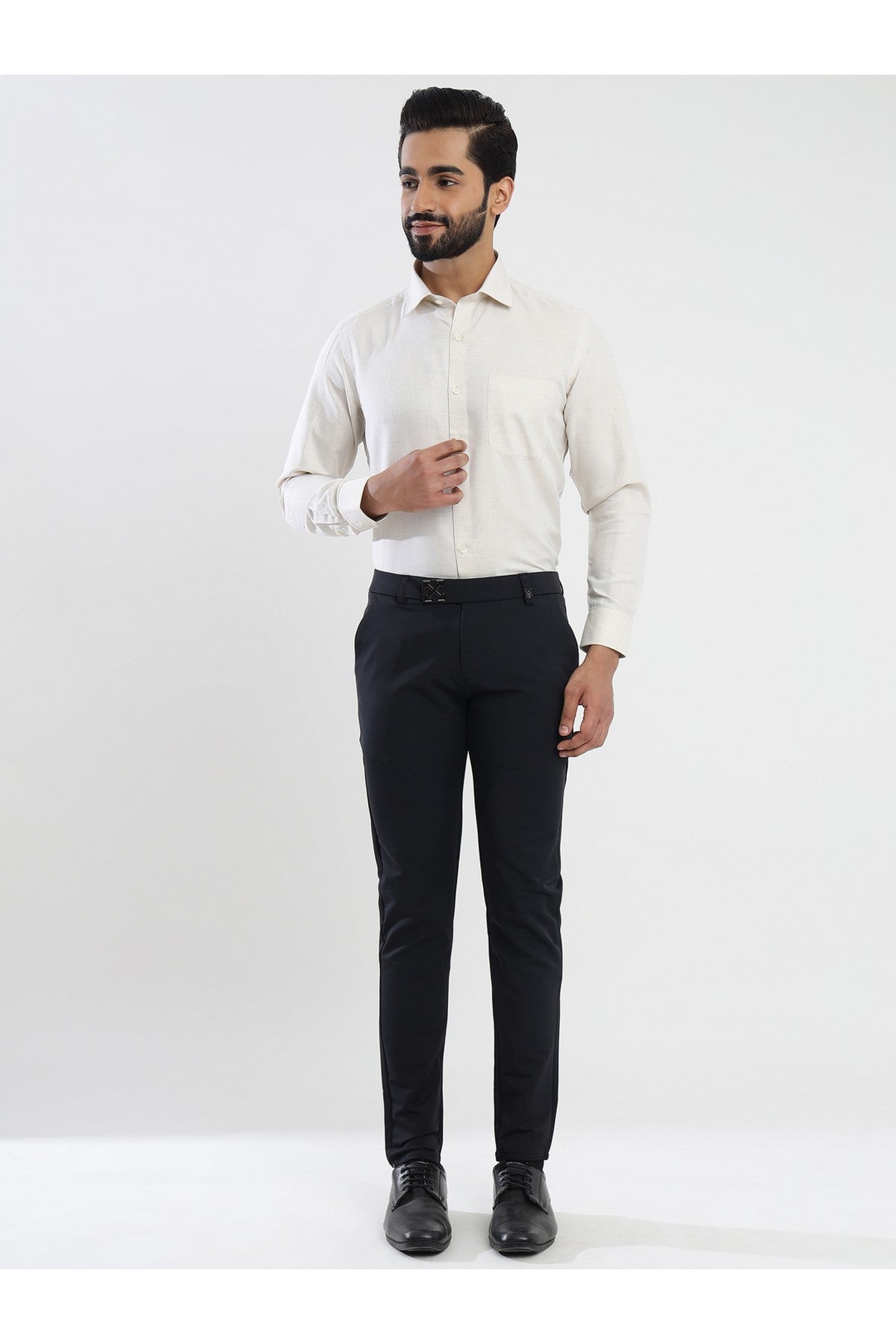 Men's Navy Blue Viscose Imported Formal Trousers