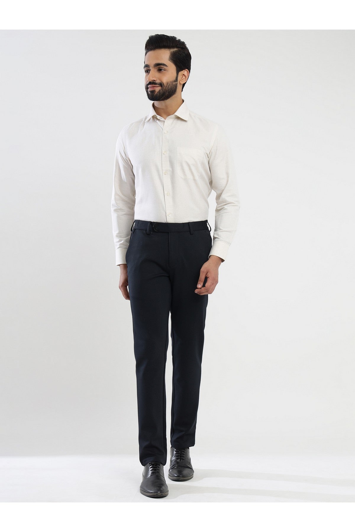 Men's Navy Blue Viscose Imported Formal Trousers