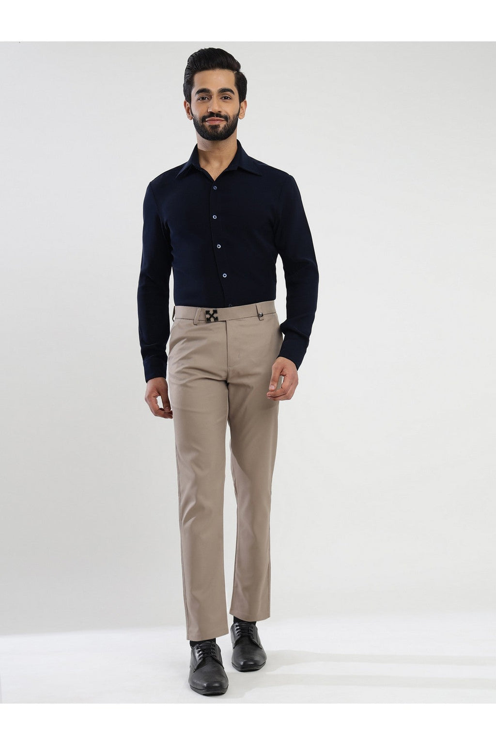 Men's Khakhi Viscose Imported Formal Trousers