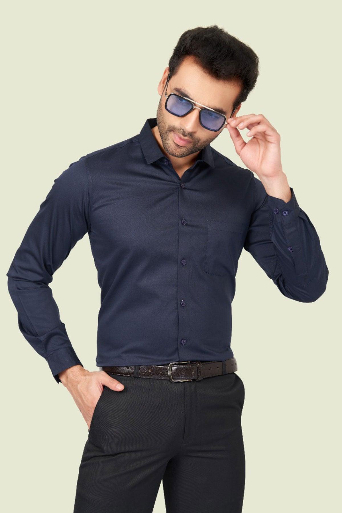 latest Men Slim Fit Cotton Satin Formal Shirt
