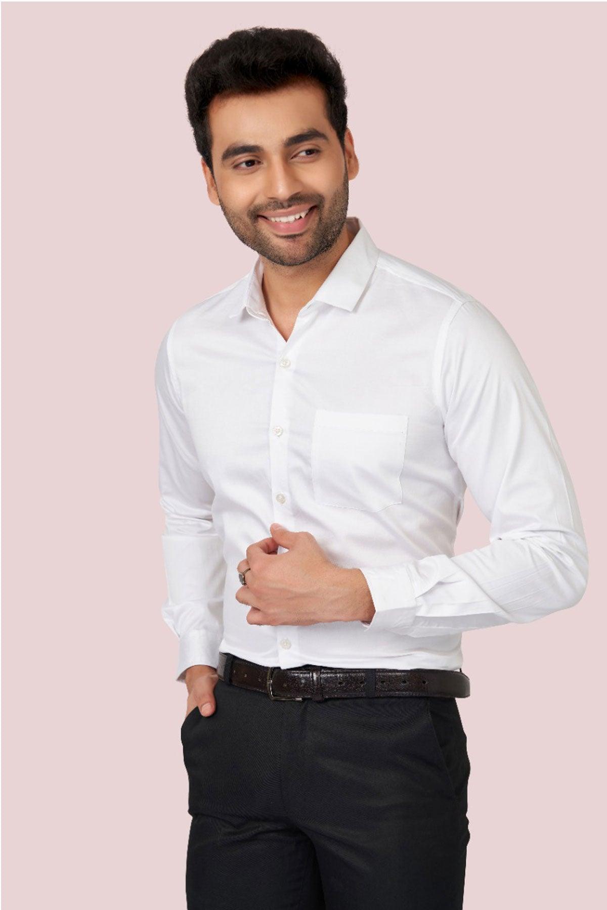 latest Men Slim Fit Cotton Satin Formal Shirt